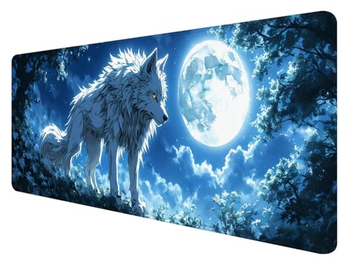 Mauspad XXL, 1200x600mm Gaming Mauspad Wolf, XXL Mousepad Groß mit Rutschfeste Gummibasis, Mauspad Mond Wasserdicht & rutschfest, Großer Erweiterter Schreibtischunterlage für Home Office Dekor A-3 Mauspad XXL, 1200x600mm Gaming Mauspad Wolf, XXL Mousepad Groß mit Rutschfeste Gummibasis, Mauspad Mond Wasserdicht & rutschfest, Großer Erweiterter Schreibtischunterlage für Home Office Dekor A-3 von ADCCAT
