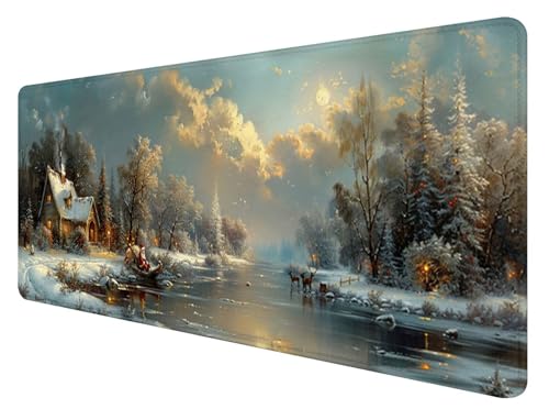 Mauspad XXL, 800x300mm Gaming Mauspad Weihnachten, XXL Mousepad Groß mit rutschfeste Gummibasis, Mauspad Landschaft Wasserdicht & rutschfest, Großer Erweiterter Schreibtischunterlage für Office Q-6 Mauspad XXL, 800x300mm Gaming Mauspad Weihnachten, XXL Mousepad Groß mit rutschfeste Gummibasis, Mauspad Landschaft Wasserdicht & rutschfest, Großer Erweiterter Schreibtischunterlage für Office Q-6 von ADCCAT