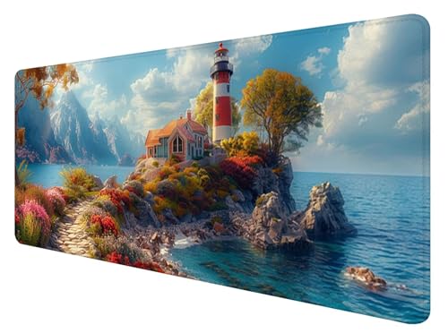 Mauspad XXL, 800x400mm Gaming Mauspad Leuchtturm, XXL Mousepad Groß mit rutschfeste Gummibasis, Mauspad Ozean Wasserdicht & rutschfest, Großer Erweiterter Schreibtischunterlage für Home Office C-2 Mauspad XXL, 800x400mm Gaming Mauspad Leuchtturm, XXL Mousepad Groß mit rutschfeste Gummibasis, Mauspad Ozean Wasserdicht & rutschfest, Großer Erweiterter Schreibtischunterlage für Home Office C-2 von ADCCAT