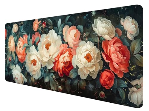 Mauspad XXL, 800x400mm Gaming Mauspad Pfingstrose, XXL Mousepad Groß mit rutschfeste Gummibasis, Mauspad Retro Wasserdicht & rutschfest, Großer Erweiterter Schreibtischunterlage für Home Office U-4 Mauspad XXL, 800x400mm Gaming Mauspad Pfingstrose, XXL Mousepad Groß mit rutschfeste Gummibasis, Mauspad Retro Wasserdicht & rutschfest, Großer Erweiterter Schreibtischunterlage für Home Office U-4 von ADCCAT