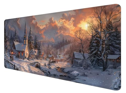 Mauspad XXL, 800x400mm Gaming Mauspad Winter, XXL Mousepad Groß mit rutschfeste Gummibasis, Mauspad Kleinstadt Wasserdicht & rutschfest, Großer Erweiterter Schreibtischunterlage für Home Office V-4 Mauspad XXL, 800x400mm Gaming Mauspad Winter, XXL Mousepad Groß mit rutschfeste Gummibasis, Mauspad Kleinstadt Wasserdicht & rutschfest, Großer Erweiterter Schreibtischunterlage für Home Office V-4 von ADCCAT