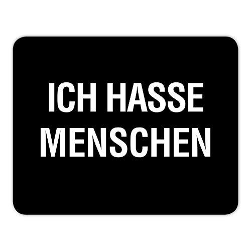 Addies Mousepad „ICH HASSE MENSCHEN“ schönes Mauspad in feiner Cellophan Geschenk-Verpackung mit Kautschuk Untermaterial, 24x19cm von ADDIES