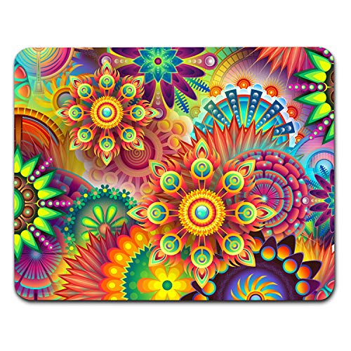 Addies Mousepad 'Goa Psychedelic' schönes Mauspad in feiner Cellophan Geschenk-Verpackung mit Kautschuk Untermaterial - MP09 von ADDIES