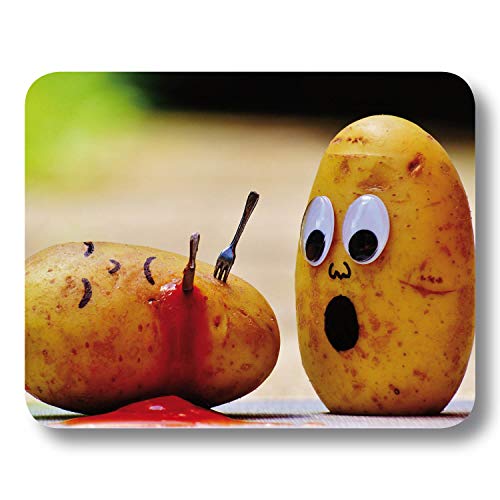 Addies Mousepad Lustig „Entsetzte Kartoffel“, schönes Mauspad Motiv in feiner Cellophan Geschenk-Verpackung mit Kautschuk Untermaterial, 240x190mm von ADDIES