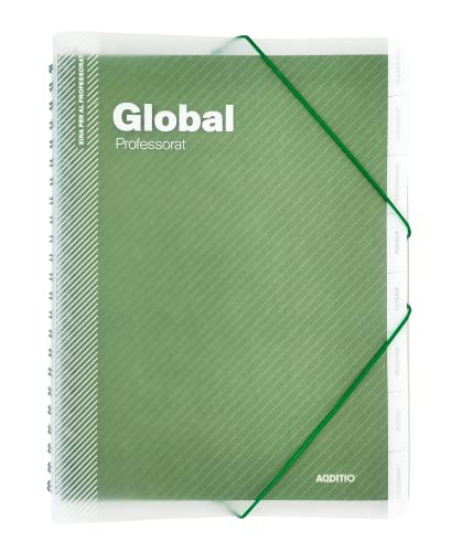 ADDITIO - Global Ordner für Lehrer | Bewertung | Terminplaner | Meetings | Größe 24 x 32 cm | Katalanisch | Grün von Additio
