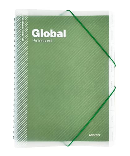 ADDITIO - Global Ordner für Lehrer | Bewertung | Terminplaner | Meetings | Größe 24 x 32 cm | Katalanisch | Grün von ADDITIO