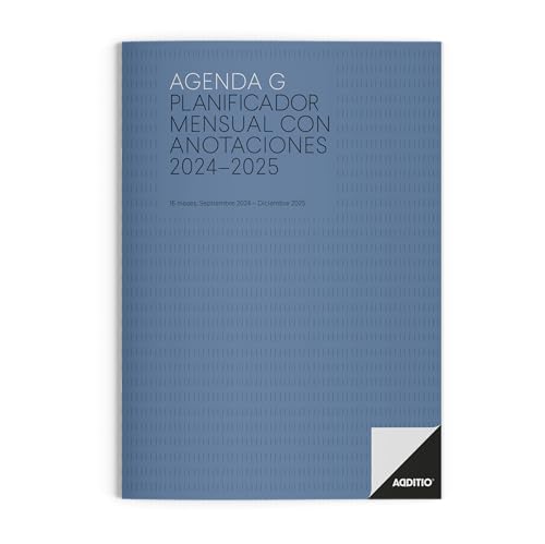 ADDITIO Lehrerkalender G | Monatsplaner | 16 Monate | Notizen | Größe 19,5 x 28,5 cm | Spanisch | Dunkelblau, Hellblau von ADDITIO