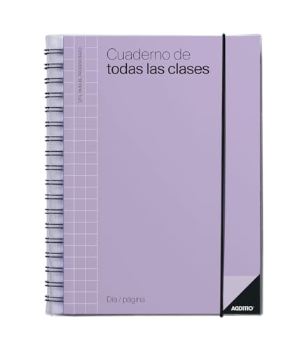 ADDITIO - Notizbuch für alle Klassen, Tagesansicht für Lehrer, Tagesplanung mit monatlicher Organisation | kontinuierliche Bewertung | Größe 17 x 24 cm | Spanisch | Lila von ADDITIO