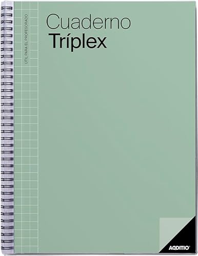 ADDITIO - Triplex-Notizbuch für Lehrer | Monats- und Wochenplanung | Auswertung | Nachhilfe | Meetings | Ökopapier | Größe 22,5 x 31 cm | Spanisch | Grün von Additio