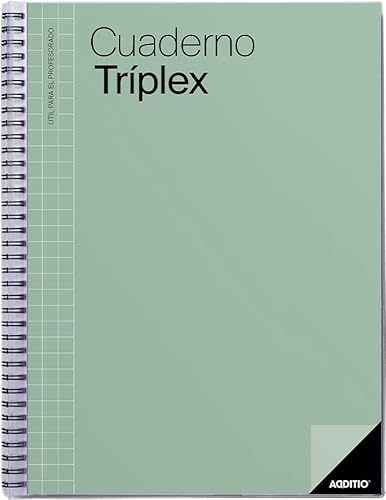 ADDITIO - Triplex-Notizbuch für Lehrer | Monats- und Wochenplanung | Auswertung | Nachhilfe | Meetings | Ökopapier | Größe 22,5 x 31 cm | Spanisch | Grün von ADDITIO