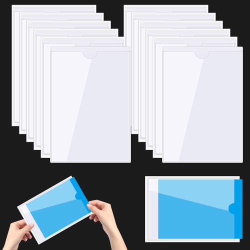 ADERTOS 14 Stück Selbstklebetaschen A5 Selbstklebetaschen für Einsteckschilder Transparent PVC Karsichthüllen Einstecktaschen Einsteckhülle zum kleben Visitenkarten Taschen Ausweishülle von ADERTOS