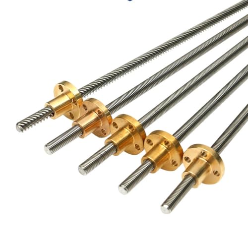 Präzisions-Trapezgewindespindel, 1000 mm T6-Gewindespindel, Trapezgewindespindel aus Edelstahl mit Kupfermutter, Steigung 1 mm/2 mm Steigung 1 mm 2 4 6 12 mm Trapezstange for 3D-Drucker, 1 Stück (Farb von ADFVGG