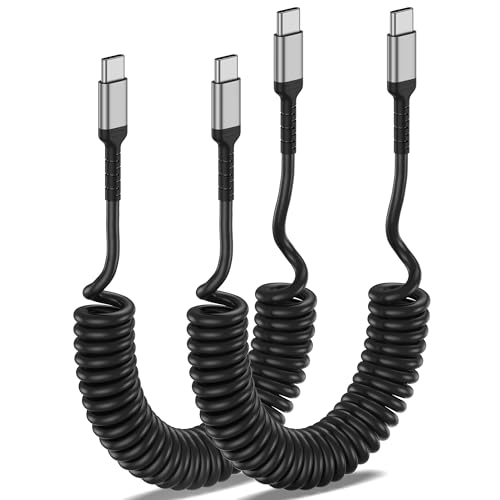 USB C auf USB C Kabel Spirakabel, [2Stück 0.3M-0.6M] Schnellladekabel Android Auto USB Ladekabel Typ C Datenkabel Kurz für iPhone 16 15 Samsung Galaxy S24 Ultra S23 S22 S21 S20 von ADILIFT