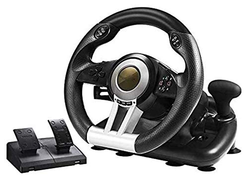 ADITAM PC-Lenkrad-Spiel PC-Rennrad, 180-Grad-Universal-USB-Auto-Sim-Rennlenkrad mit Pedalen für PS3, PS4, Xbox One, Nintendo Switch (Color :Black) Double The Comfort von ADITAM