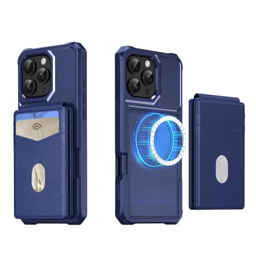 ADKOT 2-in-1 abnehmbare Blockierbrieftasche mit Kartenhülle für iPhone 16e 16 15 14 Plus 13 12 11 Pro Max Magnethülle (für iPhone 14 Pro/Blau) von ADKOT