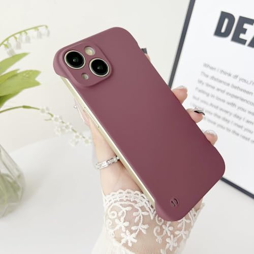 ADKOT Dünne, rahmenlose, Matte Stoßstangenhülle für iPhone 15 14 13 12 11 Mini Pro X XS XR Max 8 7 6 Plus SE Hartschalen-Linsenschutz, Weinrot, für iPhone 8Plus, 7Plus von ADKOT