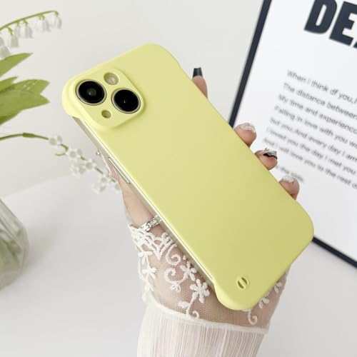 ADKOT Dünne, rahmenlose, Matte Stoßstangenhülle für iPhone 15 14 13 12 11 Mini Pro X XS XR Max 8 7 6 Plus SE Hartschalen-Linsenschutz, gelb, für iPhone 13 Mini von ADKOT