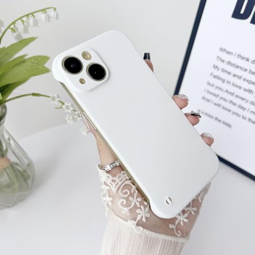 ADKOT Dünne, rahmenlose, Matte Stoßstangenhülle für iPhone 15 14 13 12 11 Mini Pro X XS XR Max 8 7 6 Plus SE Hartschalen-Linsenschutzhülle, weiß, für iPhone 13Pro max von ADKOT