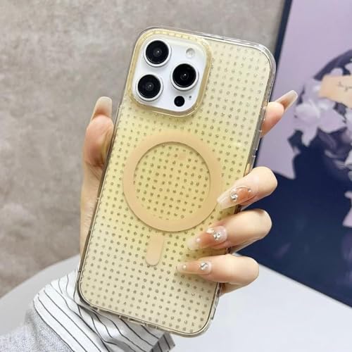 ADKOT Durchscheinende magnetische Handyhülle mit Strass-Farbverlauf für iPhone 16 15 14 13 12 Pro Max Plus 11 Bumper Seismic Cover (Für 12/Gelb) von ADKOT