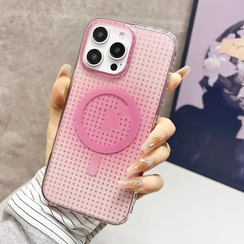 ADKOT Durchscheinende magnetische Handyhülle mit Strass-Farbverlauf für iPhone 16 15 14 13 12 Pro Max Plus 11 Bumper Seismic Cover (Für 16Pro/Pink) von ADKOT