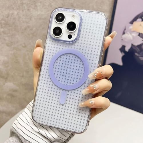 ADKOT Durchscheinende magnetische Handyhülle mit Strass-Farbverlauf für iPhone 16 15 14 13 12 Pro Max Plus 11 Stoßstangen-Seismik-Abdeckung (für 16Pro/Blau) von ADKOT