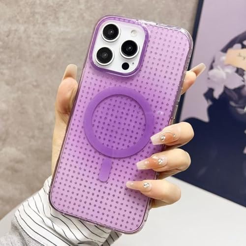 ADKOT Durchscheinende magnetische Handyhülle mit Strass-Farbverlauf für iPhone 16 15 14 13 12 Pro Max Plus 11 Stoßstangen-Seismik-Abdeckung (für 16Pro/Lila) von ADKOT