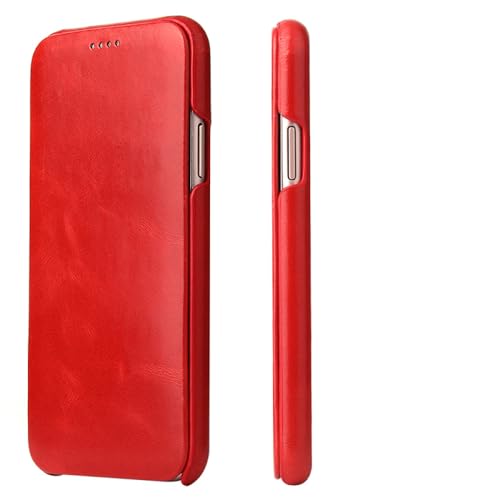 ADKOT Luxuriöse magnetische Flip-Book-Hülle für iPhone 15 14 13 12 Pro Max 15Pro Echtleder 360 Rundumschutz, rot, für iPhone 11 von ADKOT