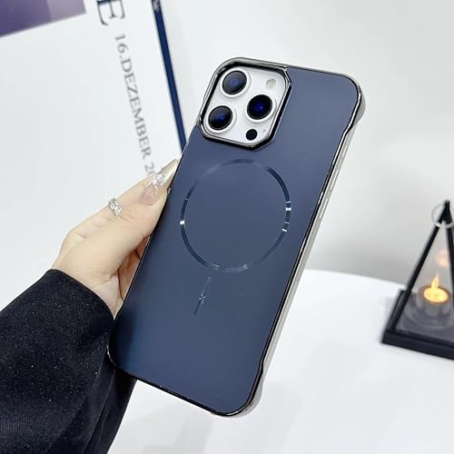 ADKOT Rahmenlose, magnetische, Matte Hülle für iPhone 16 E 15 14 13 Plus 12 Pro Max, luxuriöse, ultradünne Hartschalen-Schutzhülle (für iPhone 13 Pro/Marineblau) von ADKOT