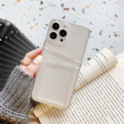 ADKOT Transparente Brieftaschenhülle mit Zwei Kartenfächern für iPhone 15 14 13 12 11 Pro Max Mini X XR XS 7 8 Plus SE Softcover, cr, für iPhone XR von ADKOT
