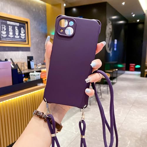 ADKOT Weiche Handyhülle aus flüssigem Silikon für iPhone 15 Pro Max für iPhone 14 13 12 11 Pro Max X XS Max XR 8 7 Plus Lanyard Cord Back Cover, Dunkelviolett, Für iPhone 13 ADKOT Weiche Handyhülle aus flüssigem Silikon für iPhone 15 Pro Max für iPhone 14 13 12 11 Pro Max X XS Max XR 8 7 Plus Lanyard Cord Back Cover, Dunkelviolett, Für iPhone 13 von ADKOT