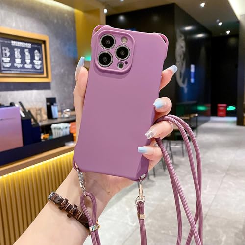 ADKOT Weiche Handyhülle aus flüssigem Silikon für iPhone 15 Pro Max für iPhone 14 13 12 11 Pro Max X XS Max XR 8 7 Plus Lanyard Cord Back Cover, Hellviolett, Für iPhone 12Promax ADKOT Weiche Handyhülle aus flüssigem Silikon für iPhone 15 Pro Max für iPhone 14 13 12 11 Pro Max X XS Max XR 8 7 Plus Lanyard Cord Back Cover, Hellviolett, Für iPhone 12Promax von ADKOT