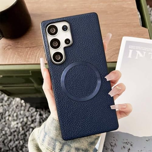 Dünne magnetische Handyhülle aus Leder mit Litschi-Muster für Samsung S25 S24 Plus FE S22 S23 Ultra A56 A36 A26 A16 Hybrid-Schutzhülle, Dunkelblau, Für Galaxy S25Plus Dünne magnetische Handyhülle aus Leder mit Litschi-Muster für Samsung S25 S24 Plus FE S22 S23 Ultra A56 A36 A26 A16 Hybrid-Schutzhülle, Dunkelblau, Für Galaxy S25Plus von ADKOT