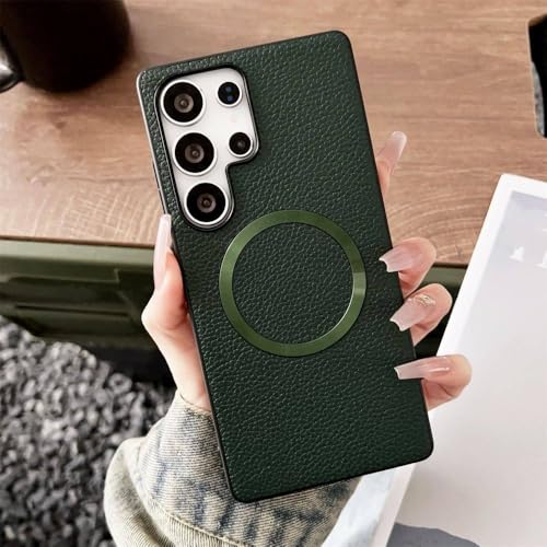 Dünne magnetische Handyhülle aus Leder mit Litschi-Muster für Samsung S25 S24 Plus FE S22 S23 Ultra A56 A36 A26 A16 Hybrid-Schutzhülle, Dunkelgrün, Für Galaxy S24Plus Dünne magnetische Handyhülle aus Leder mit Litschi-Muster für Samsung S25 S24 Plus FE S22 S23 Ultra A56 A36 A26 A16 Hybrid-Schutzhülle, Dunkelgrün, Für Galaxy S24Plus von ADKOT