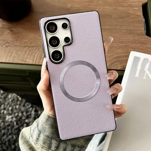 Dünne magnetische Handyhülle aus Leder mit Litschi-Muster für Samsung S25 S24 Plus FE S22 S23 Ultra A56 A36 A26 A16 Hybrid-Schutzhülle, Lila, Für Galaxy S24Ultra Dünne magnetische Handyhülle aus Leder mit Litschi-Muster für Samsung S25 S24 Plus FE S22 S23 Ultra A56 A36 A26 A16 Hybrid-Schutzhülle, Lila, Für Galaxy S24Ultra von ADKOT