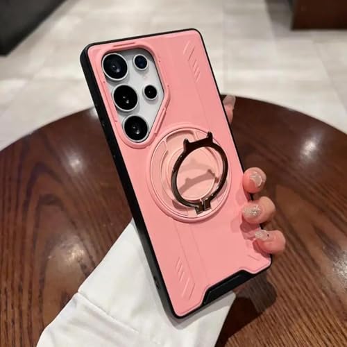 Für Samsung Galaxy S22 S23 S24 S25 Ultra Plus Fashion Bracket Magnetic Bumper Protective PC Phone Case (Für S23/Pink) von ADKOT