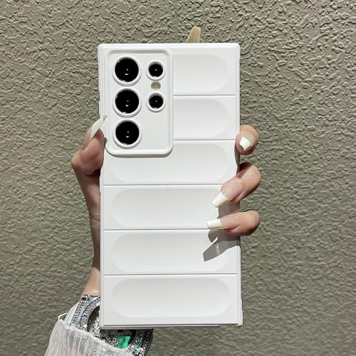 Luxuriöse, Matte, weiche Silikonhülle mit 3D-Streifen für Samsung S24 S23 S22 S21 Ultra Plus A73 A55 A54 A53 A35 A33 Rückseite, weiß, für Galaxy S21Plus Luxuriöse, Matte, weiche Silikonhülle mit 3D-Streifen für Samsung S24 S23 S22 S21 Ultra Plus A73 A55 A54 A53 A35 A33 Rückseite, weiß, für Galaxy S21Plus von ADKOT