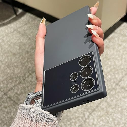 Luxuriöse, weiche Schutzhülle aus flüssigem Silikon für Samsung Galaxy S24 S23 S22 Ultra Plus, Rückseite aus Glaslinsenfolie, grau, für Galaxy S23Ultra Luxuriöse, weiche Schutzhülle aus flüssigem Silikon für Samsung Galaxy S24 S23 S22 Ultra Plus, Rückseite aus Glaslinsenfolie, grau, für Galaxy S23Ultra von ADKOT
