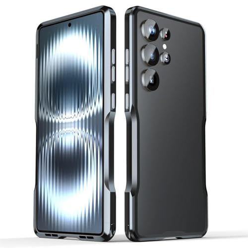 Luxuriöse Handyhülle mit Metallrahmen für Samsung Galaxy S25 S22 S23 S24 Ultra S25 Ultra Bumper Schutzhülle (Für Galaxy S22 Ultra/Schwarz) von ADKOT