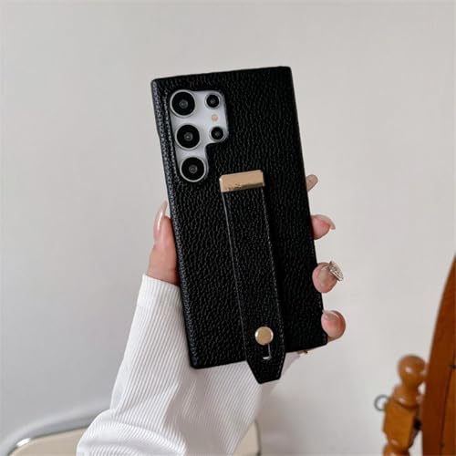 Lychee Grain Texture Lederarmband-Handyhülle für Samsung Galaxy S23 Fe S24 S22 Ultra Plus A14 A24 A33 A54 5g A05 Pu-Hüllen (Für A05/Schwarz) von ADKOT