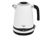 Adler AD 1295w, 1,7 l, 2200 W, Schwarz, Weiß, Edelstahl, Regelbare Temperatur, Wasserstandsanzeige von ADLER