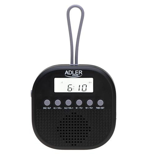 Adler AD 1912 Digitales Badezimmerradio, IPX4 wasserdicht, FM 87,5-108 MHz, LCD-Display, Dual-Alarmfunktion, Schlummerfunktion, Flexibler Silikonhaken, Schwarz Adler AD 1912 Digitales Badezimmerradio, IPX4 wasserdicht, FM 87,5-108 MHz, LCD-Display, Dual-Alarmfunktion, Schlummerfunktion, Flexibler Silikonhaken, Schwarz von ADLER