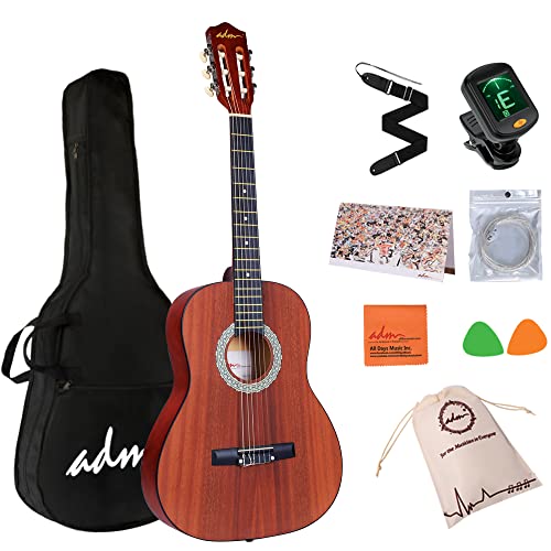 ADM 3/4 Kindergitarre Klassik, Akustik Konzertgitarre Anfänger Set 36 Zoll für Erwachsene und Studenten, Besonderes Aussehen Nylonsaiten Gitarre von ADM