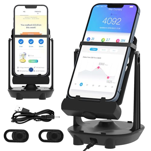 ADNEWX 2 Set Handyschaukel Gerät, Automatische Gehen Schwingen Phone Schrittzähler Kompatibel für 4 Einheiten Phone Swing Pokemon Go, USB Stummschalten Schwarz von ADNEWX