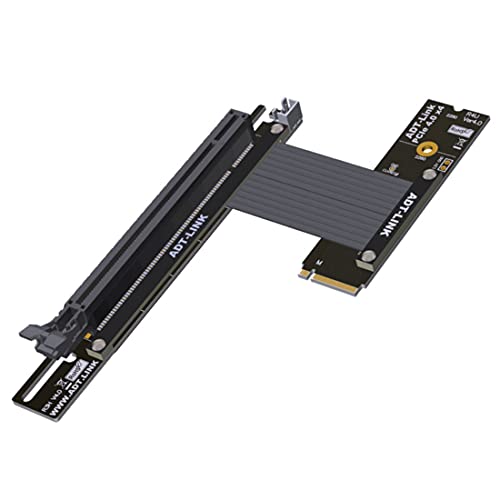 ADT-LINK M.2 NVMe Key M auf PCI Express 4.0 x16 Extender Adapterkabel unterstützt M.2 NVMe SSD für GPU Grafikkarten mit Sata Stromkabel 64G/BPS (15 cm, R43UH 4.0) von ADT-Link