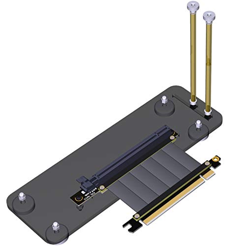 ADT-LINK Vertikale PCI-E 3.0 16X Grafikkarten-Basishalterung mit PCIE R33SQ Verlängerungskabel für ATX-Gehäuse (R33SQ 14 Zoll, magnetisches PA4 mit Kabel) von ADT-Link