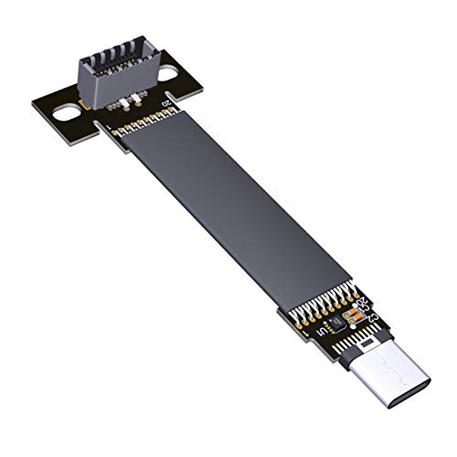ADT-Link USB 3.1 Verlängerungs-Adapterkabel, Stecker und Buchse Typ-C auf Typ-E Datenkabel 10 G/bps für ITX-Motherboard, integriertes USB-Gerät (10 cm, T6A-F9T mit Chip) von ADT-Link