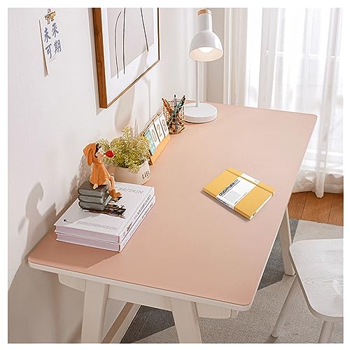 Groß Schreibtischmatte Leder Wasserdichte Schreibtischunterlage Kunstleder Warme Mauspad Schreibtisch Unterlage Abwischbar Tischmatte Schreibtisch Rutschfest Tischauflage Esstisch (60x140cm,Pink) von ADTEMP