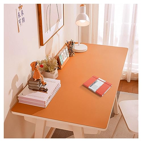 Groß Schreibtischmatte Leder Wasserdichte Schreibtischunterlage Kunstleder Warme Mauspad Schreibtisch Unterlage Abwischbar Tischmatte Schreibtisch Rutschfest Tischauflage Esstisch (90x180cm,Orange) von ADTEMP