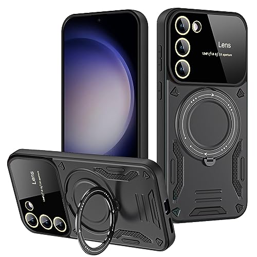 ADVDJBV Telefonmode Magnetische Hülle kompatibel mit Samsung Galaxy S23 Hülle, kompatibel mit, Schutzhülle in Militärqualität aus TPU-Gummi und Harte PC-Telefonhülle Handyhülle(Black) von ADVDJBV