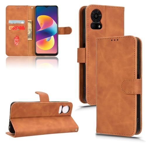 ADVDJBV Telefonzubehör Brieftaschen-Hülle kompatibel mit TCL 50 LE 5G (T510SPP) Hülle mit Kartenhalter, Klapphülle aus PU-Leder mit Handschlaufe, stoßfeste Schutzhülle Telefonabdeckung(Brown) von ADVDJBV
